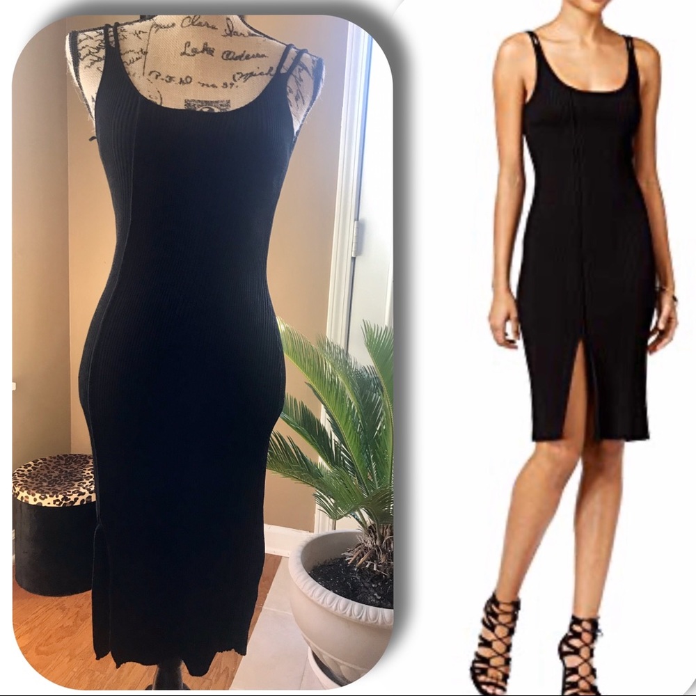 RACHEL Rachel Roy Black Ribbed Bodycon Dress